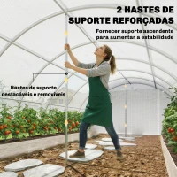Outsunny Estufa Tipo Túnel com 2 Barras de Suporte, 2 Portas Enroláveis e Janelas com Rede, Cobertura de PE Anti-UV Branco(m-5)