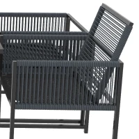 Outsunny 5 Pieces Garden Dining Set, Outdoor Patio Cube Set, 4 Seater Outdoor Table and Chairs with Foldable Backrest, Dark Grey(m-13)
