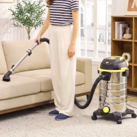 HOMCOM 1400W Vacuum Cleaner, 3-in-1 Wet and Dry Vacuum Cleaner with Blowing Mode and 30L Stainless Steel Tank, Yellow(m-13)