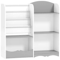 ZONEKIZ Scaffale Portagiochi per Bambini con Ripiani in Legno, 85x26x84cm, Grigio(m-1)