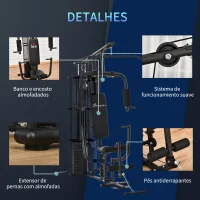 HOMCOM Máquina Multi Estação de Musculação com Placas de Peso de 45kg Carga Máxima 120kg para Treinamento Fitness 150x110x210cm Preto(m-4)