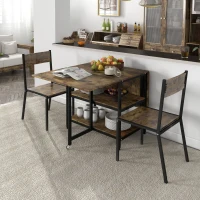 HOMCOM Opvouwbare eettafel, industriële stijl, 140 cm x 80 cm x 75 cm, bruin + zwart(m-8)