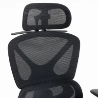 HOMCOM Mesh Desk Chair with 3D Armrests, Ergonomic Office Chair with Rotatable Headrest, Black(m-10)