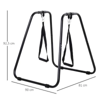 HOMCOM® Dipstation met slingtrainer dipstandaard parallel staven slingtrainer, staal, zwart, 90 x 81 x 92.5 cm(m-3)
