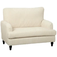 HOMCOM Corduroy Single Sofa Armchair, Modern Accent Chair with Stripes, Turned Legs and Wide Seat, Cream(m-11)