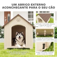 PawHut Casota para Cães Exterior Extragrande em Plástico com 2 Janelas, Base Elevada e Estacas Bege(m-4)