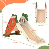 AIYAPLAY 3 in 1 Foldable Toddler Slide with Basketball Hoop, Climber, Carrot-themed, for 1-3 Years(m-3)