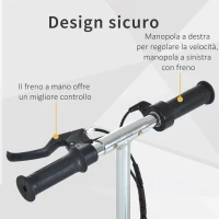 HOMCOM Monopattino Elettrico Pieghevole per Bambini con Seggiolino Regolabile, in Metallo e PE Nero, 78x37x99 cm(m-7)