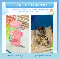 PawHut Gaiola para Hámster Grande 59x36x69 cm com 4 Plataformas Tubos Comedouro Bebedouro 4 Rampas Roda de Exercícios  Multicor(m-5)