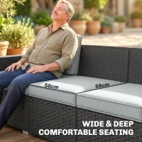 Outsunny 5 Seater Rattan Garden Furniture Set with Wide Armrests, Cushions, Pillows for Patio, Dark Grey(m-4)