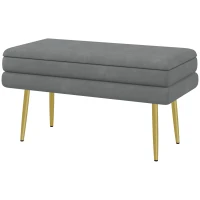 HOMCOM Zitbank, Gestoffeerde Bank met Opbergruimte, Staal, 79,5 cm x 37,5 cm x 43 cm, Donkergrijs(m-10)