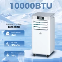 HOMCOM 10000 BTU Air Conditioning Unit, 4-in-1 Portable Air Conditioner, Dehumidifier, Cooling, Fan, Sleep Mode, with Remote Control, LED Display, 2 Speeds, 24H Timer, Window Venting Kit, 22m²(m-2)