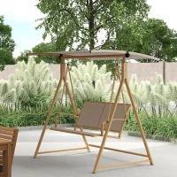 Outsunny Baloiço de Jardim de 2 Lugares com Toldo Ajustável 90° Proteção UV 30+ e Estrutura Triangular 160x112x162 cm Caqui(m-10)