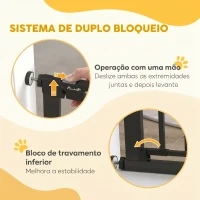 PawHut Barreira de Segurança de Animais de Estimação para Escadas e Portas com Aberturas de 75-131 cm com 3 Extensões Preto(m-4)