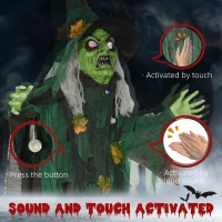 HOMCOM 6ft Halloween Witch Decoration, Outdoor Activated Prop with Light Up Eyes Magical Heart, Sound Activated(m-6)