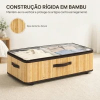 HOMCOM Conjunto de 2 Caixas de Arrumação para Debaixo da Cama com Rodas, 60 L, Tampa Transparente e Asa, Estrutura Metálica, 78,5x43x23 cm, Natural(m-4)