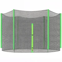 SPORTNOW Red de Seguridad para Cama Elástica Ø305 cm para Exterior de 6 Postes con Anti-UV y Puerta con Cremallera Verde y Negro(m-1)