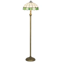 HOMCOM Tiffany-Style Floor Lamp with Handcrafted Stained Glass Shade, 152cm Tall Vintage Standing Lamp, Bronze Tone and Green(m-12)