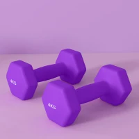SPORTNOW Set of 6 Hex Dumbbells, Neoprene Weights Pair with Non-Slip Grip, Home Gym Fitness Training Equipment, 2 x 3kg, 2 x 4kg, 2 x 5kg, Pink, Purple, Green(m-8)