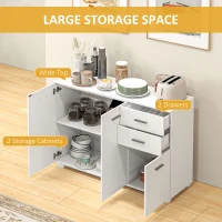HOMCOM Sideboard, Modern Storage Cabinet with 2 Drawers, 3 Doors and Adjustable Shelves, Kitchen Cabinet for Living Room, Dining Room, High Gloss White(m-4)