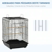 PawHut Gaiola para Pássaros com Teto Abatível 2 Poleiros 2 Comedouros e Bandeja Amovível para Canários Periquitos 40x40x59 cm Preto(m-4)