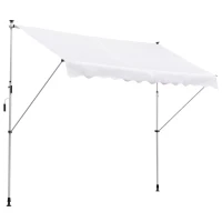 Outsunny Toldo Manual Retráctil 300x150x170-280 cm con Altura Ajustable Manivela y Protección Solar para Terraza Blanco(m-11)