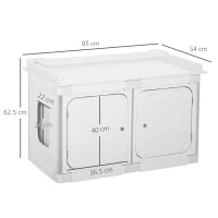 PawHut Wooden Cat Litter Box Enclosure Washroom Toilet Home Cabinet Kitty House Nightstand End Table Magnetic Door Adjustable Partition Board White(m-3)