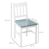 HOMCOM Dining Chairs Set of 4, Kitchen Chair with Slat Back, Pine Wood Structure for Living Room and Dining Room, White(m-3)