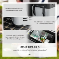 Outsunny Koelbox met stekker 50L LCD Display 2 Modi Compressor voor Auto Reizen en Boot Camper, Grijs en Zwart(m-7)