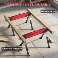 HOMCOM 2er Set Arbeitsbock bis 1160 kg klappbar Sägebock 7-fach höhenverstellbar 64-81 cm Gerüstbock aus Metall mit Griff Rot(m-9)