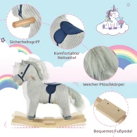 HOMCOM Kinder Schaukel Schaukeltier Schaukelpferd Grau 73 x 35 x 64 cm(m-4)