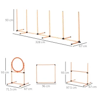 PawHut Set Agility Dog per Addestramento Cani con Slalom, Ostacoli Regolabili, Fischietto e Sacca di Trasporto(m-3)