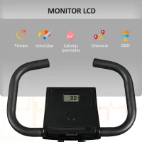 HOMCOM Bicicleta Estática Plegable con 8 Niveles de Resistencia Magnética Pantalla LCD y Asiento Regulable 43x85x109cm Negro(m-4)