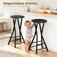 HOMCOM Barkruk set van 2, Inklapbare barkruk met stalen frame, Keukenstoelen met dubbele voetensteun 34 x 30 x 70 cm Zwart(m-6)