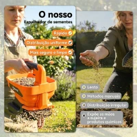 Outsunny Distribuidor Portátil 3,3 L 8 Níveis de Fluxo Largura de Dispersão Ajustável Porta USB para Relva Sal até 800 m² Laranja(m-8)