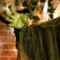 Outsunny 170 cm Life Size Hanging Halloween Animated Witch with Glowing LED Eyes, Spooky Witch Scary Halloween Decorations, Battery Operated, Indoor Party Props(m-9)
