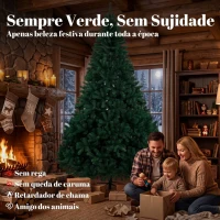 HOMCOM Árvore de Natal em Abeto 270 cm com Ramos Articulados, 2418 Pontas em PVC Ignífugo, Montagem Rápida, Base em Aço, Verde(m-4)