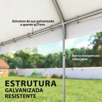 Outsunny Tenda para Festas 4x6 m, Tenda de Jardim com Paredes Removíveis, 2 Portas e Janelas UPF30+ para Casamentos, Cinzento e Branco(m-6)