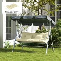 Outsunny 4er-Set Sitzkissen, 150x50 cm wasserabweisend Stuhlkissen mit Bindebänder, 10cm dick Cremeweiß(m-10)