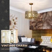 HOMCOM 72 Glass Crystallite Chandelier - Gold-Tone(m-4)
