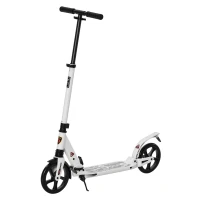 HOMCOM Folding Kick Scooter, Adjustable Ride On Scooter with 200mm Big Wheels and Double Shock Absorption, Urban Scooter for 14+ Teens Adult, White(m-1)