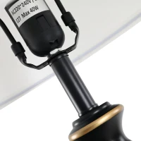 HOMCOM 3er-Set Stehlampen-Set inkl. 2 Tischleuchten, 1 Stehleuchte, Tischlampen-Set mit E27 Fassung, Lampenschirm aus Leinen Standlampe für Wohnzimmer, Schlafzimmer, Weiß+Schwarz(m-9)