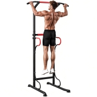 HOMCOM Barra de Dominadas Altura Regulable Estación de Fondos Resistente para Gimnasio en Casa Entrenamiento de Fuerza Negro