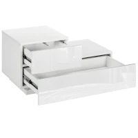 HOMCOM Comodino Moderno con 16 Luci LED RGB, Telecomando e Due Cassetti in Truciolato, 70x37x38cm, Bianco(m-11)
