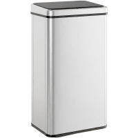 HOMCOM 50L Sensor Bin with Soft-Close Lid, Stainless Steel Automatic Touchless Motion Sensor Kitchen Bin, Silver Tone(m-10)