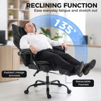 HOMCOM Executive Office Chair, Leathaire Big and Tall Office Chair 180 kg with Wide Seat, Reclining, Lumbar Support, Black(m-8)