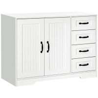 HOMCOM Dressoir, modern stijl, 4 lades, 1 kast, 105 cm x 40 cm x 76 cm, Wit