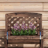 Outsunny Fioriera da Esterno a 2 Livelli con Fori di Drenaggio e Griglia, in Legno di Abete, 42x49x80 cm, Marrone(m-9)