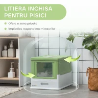 PawHut Litieră pisici cu tava detașabilă, 2 uși(m-6)