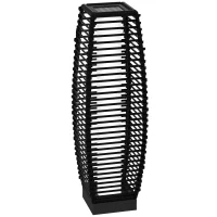 Outsunny Lampada Solare da Giardino con Pannello di Ricarica, in Acciaio e Rattan, 20x20x68 cm, Nero(m-1)